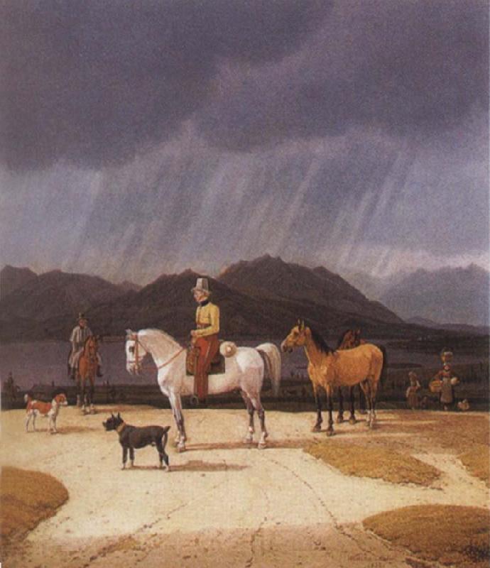 Wilhelm von Kobell Riders at the Tegernsee Spain oil painting art